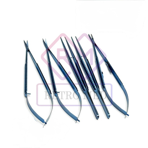 Micro needle holder micro scissors tissue plier micro velvart 5 pcs <b>set</b> 18 cm titanium blue <b>colour</b> BY MEDICAB INSTRUMENTS - Product Image 5