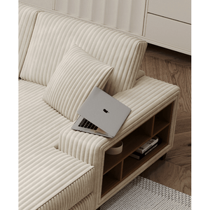 Divano Letto Componibile Moderno in Tessuto Corduroy Soffice, Oversize, Convertibile, per Soggiorno, Doppio Lettino Trasformabile - Product Image 4