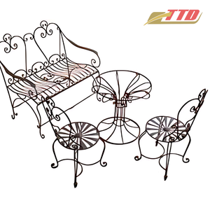 Custom Wrought Iron Dining Table Set Decorative Iron Furniture for Patios Gardens and Outdoor Entertaining - Product Image 2