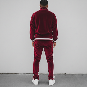 Trajes Deportivos de Terciopelo Estilo Hip Hop para Hombre, Hechos a Medida OEM/ODM, Diseño Sólido con Bordado, 2 Piezas, Transpirables, Tallas Grandes - Product Image 4