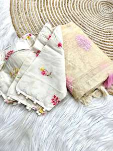 Sari de Algodón Chanderi Puro con Diseño Exclusivo, Blusa Elegante, Moderno y Estilizado, Última Moda India, para Fiestas y Uso Casual - Product Image 5