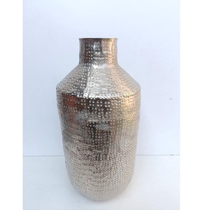 Modern Handcrafted Hammered Metal <b>Vase</b> <b>Unique</b> Textured Geometric Decorative Vessel Minimalist Tabletop Centerpiece - Product Image 2