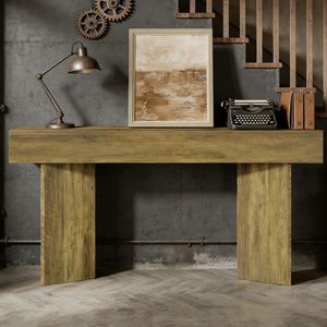 Consolle Lunga Contemporanea con Specchio, Stile Wabi-Sabi Europeo per Casa, Hotel, Appartamento, Realizzata in Legno e Marmo - Product Image 5