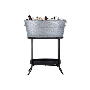 Hammered Stainless Steel Large Beverage Tub And Ice Bucket Metal Wine Champagne <b>Cooler</b> With Handles Rust-Proof Party <b>Drink</b> - Product Image 5