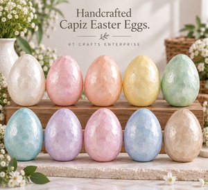 Ornements d'œufs de Pâques en coquille de capiz faits à la main en gros pour décorations et événements de fête de Pâques - Product Image 1
