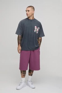 Camiseta Oversize de Algodón para Hombre con Hombros Caídos, Estampado Gráfico en el Pecho, Manga Corta, Estilo Casual Urbano, Ajuste Holgado - Product Image 2