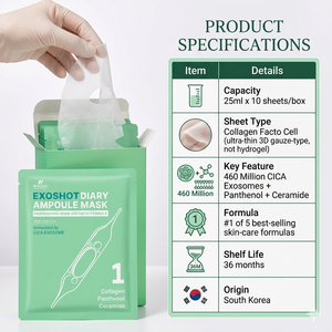 Mascarilla Facial Coreana EXOSHOT Diary Ampoule NO.1 con Colágeno, Pantenol, Ceramida, Antienvejecimiento, Cuidado de Poros, Calmante, Iluminadora, Niacinamida - Product Image 5