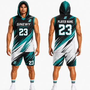 ชุดยูนิฟอร์มฟุตบอลแบบพิมพ์ลาย SINEWY เสื้อเจอร์ซีย์แขนกุดแบบมีฮู้ด กางเกงขาสั้น ระบายอากาศได้ดี ซับเหงื่อ ทรงสปอร์ต - Product Image 4
