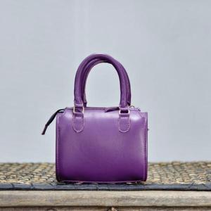 Bolso Speedy de Cuero Morado con Panel de Piel de Vaca y Borlas, Cierre de Cremallera, Bolso Speedy de Lujo - Product Image 2