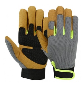 ถุงมือช่างหนังสังเคราะห์เสริมแรงคุณภาพพรีเมียม ป้องกันแรงสั่นสะเทือน ป้องกันมือและแขน สำหรับงานอุตสาหกรรม - Product Image 1