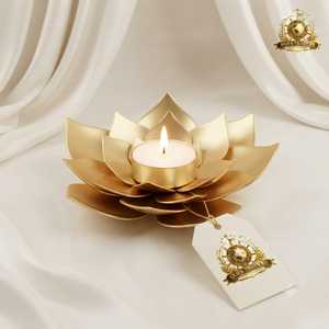 Gold Metal Pillar <b>Candle</b> Stand Lotus Cup Design <b>Tealight</b> <b>Candle</b> <b>Holder</b> Modern Tabletop <b>Candle</b> Display Stand - Product Image 4