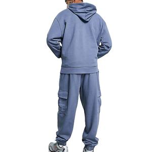 Survêtement personnalisé de haute qualité pour homme, col rond, bleu, surdimensionné, sweat-shirt à épaules tombantes et pantalon, ensemble personnalisé pour le printemps et l'hiver - Product Image 2