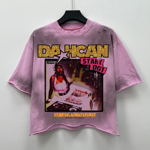 Camiseta de moda urbana con estampado DTF desgastado, camiseta de 300 GSM de alta densidad con estampado DTF para la moda de invierno, camisetas para hombre - Product Image 4