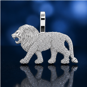 Pendentifs et breloques Hip Hop tendance en or massif 10K, sertis de diamants de laboratoire, motif Lion Roi Africain majestueux en marche, personnalisés - Product Image 5