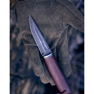 Cuchillo Puukko de hoja fija para caza, hoja de acero inoxidable D2, mango de madera de azobé, herramientas para exteriores, funda de cuero, regalos. - Product Image 1
