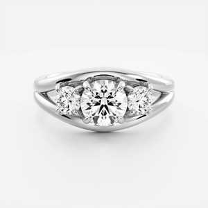 Top Quality 14k Gold Round Cut Lab Grown Diamond Unique <b>Split</b> Shank Design Trilogy <b>Ring</b> IGI Certified Engagement <b>Ring</b> For Women - Product Image 6