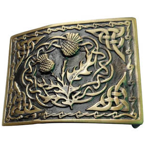 Hebilla de cinturón celta escocesa antigua más vendida con diseño de cardo y remolino de las Tierras Altas, acabado envejecido, de alta calidad - Product Image 3