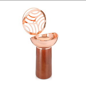 Luxury Wooden <b>Bakhoor</b> Burner Rose Gold Cutout Hinged Lid Elegant <b>Oud</b> Incense Holder Modern Tabletop Home Fragrance Decor - Product Image 2
