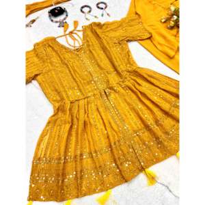 ชุดสูทปาร์ตี้สำหรับผู้หญิงดีไซน์เนอร์พร้อม dupatta บนล่างและแฟนซี - Product Image 6