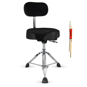 Tabouret de batterie réglable de 25 pouces avec dossier, capacité de 441 lb, rembourrage de 4 pouces, accessoire d'instrument de musique à vérin pneumatique - Product Image 1