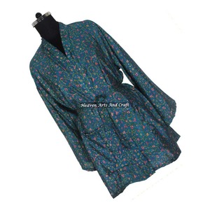 KS007 Hermoso Kimono Sari Vintage, Túnica Corta, Estampado Floral de Verano, Estilo Bohemio, Manga Larga, para Vacaciones - Product Image 6