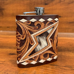 Factory Direct 7oz Hand Tooled Leather Stainless Steel Hip <b>Flask</b> High Quality Genuine Cow Leather Whiskey <b>Flask</b> for Men & Womens - Product Image 2