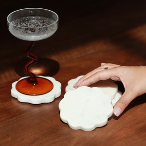 Most Selling Terrazzo Marble <b>Coaster</b> Set of 6 With <b>Gold</b> Holder Elegant Stone Finish For Luxury Home Office Desk Styling and Gift - Product Image 4