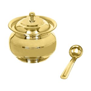 Premium Brass Container with Spoon Durable Multipurpose Ghee Storage Pot for Kitchen - Product Image 5