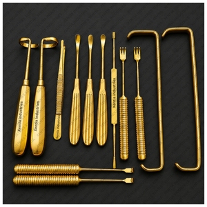 Ensemble d'instruments de chirurgie rhinoplastique en acier inoxydable plaqué or pour la récolte du cartilage costal et la raspatation des côtes, certifié CE - Product Image 4