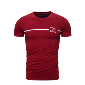 T-shirt de sport décontracté pour homme, coupe ajustée, col rond, manches courtes, couleur unie, 100 % coton tricoté 180 g, séchage rapide, personnalisable - Product Image 1