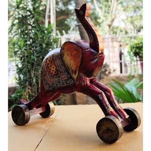 รูปปั้นช้างไม้รีไซเคิลแบบโบราณ รุ่น 1 งานประติมากรรมที่ไม่เหมือนใคร โดยร้านงานฝีมืออินเดีย - Product Image 3