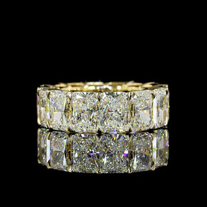 Anillo de Eternidad con Diamantes Cultivados en Laboratorio, Corte Radiante, Chapado en Rodio, Oro de 10K, 14K, 18K, Plata 925, 935, Regalo de Compromiso - Product Image 1