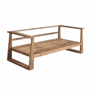 Modern Solid <b>Wood</b> Daybed <b>Sofa</b> Elegant Open Slatted <b>Frame</b> Wooden Lounge Couch <b>For</b> Rustic Living Room Setup Art Design Pure Art - Product Image 1