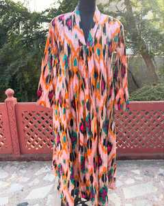 Women Bohemian Style Cotton Handmade Summer Dress <b>Balloon</b> Sleeves Stripe Printed Maxi Dress Wholesale - Product Image 5