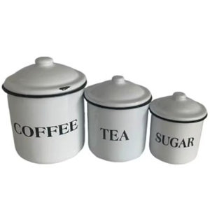 White Metal Coffee Tea Sugar Containers Ideal for Kitchen Tea Shop Cafe Restaurant Storage Durable Metal Body For Long Lasting - Product Image 1
