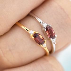 แหวนพลอยโกเมนธรรมชาติในตัวเรือนเงินสเตอร์ลิง เงินหรือทอง แหวนพลอยโกเมนธรรมชาติ แหวนพลอยขนาดเล็ก - Product Image 3