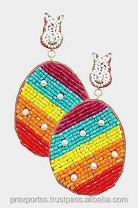 ต่างหูทำมือลายดอกโบฮีเมียนประดับลูกปัด งานปักลูกปัดเม็ดเล็ก ดีไซน์เก๋ สำหรับทุกเพศ รับสั่งทำ ขายส่ง - Product Image 4