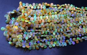 ลูกปัดโอปอลเอธิโอเปียธรรมชาติหลากสี รูปทรงลูกแพร์เรียบเนียน ขนาดประมาณ 13x7 มม. ถึง 7x4 มม. ความยาว 16 นิ้ว - Product Image 4