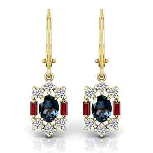 Boucles d'oreilles pendantes en topaze bleue de Londres, style Art Déco, en argent sterling 925 plaqué or 14 carats, avec accent en moissanite de luxe, pour fêtes et cadeaux - Product Image 5