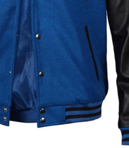 Chaqueta Varsity Slim Fit para Hombre, Mezcla de Lana, Manga Farol, Letras Bordadas, Ropa de Calle de Invierno, Ribete de Piel de Oveja - Product Image 3