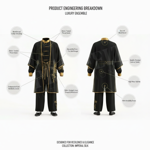 Men's Custom Black & Gold Kung Fu Tai Chi Uniform Mesh Polyester Traditional Martial Arts Training Lightweight Karate Uniform - Product Image 2