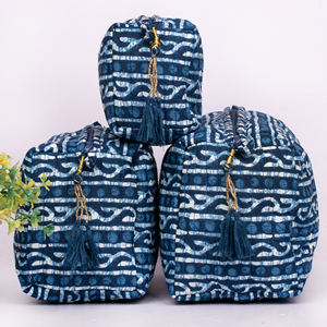 Sacs à maquillage réutilisables imprimés de style géométrique écologiques, pochette multifonctionnelle, organisateur de cosmétiques durable - Product Image 2