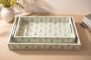 Premium Quality Wooden Serving Tray Handles Dividers Lid-Square Shape Modern Design Customizable Color Size Dishwasher <b>Microwave</b> - Product Image 3