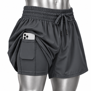 Pantalones cortos deportivos blancos para mujer, con cintura elástica, cordón ajustable, bolsillo interior, corte holgado, pantalones cortos deportivos para correr. - Product Image 4