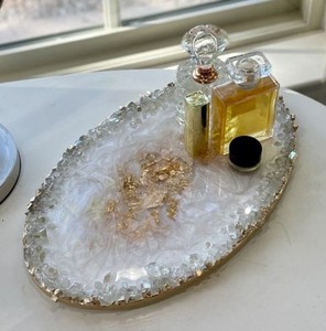 Decorative <b>Ceramic</b> Serving Tray <b>Coaster</b> Set White Gold Marbled Bowls Platters Dining Handmade High Quality Modern - Product Image 6