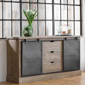 Buffet Vandana Stellar Prime en bois de manguier brossé et métal gris foncé - Product Image 4