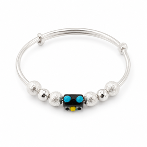 Bracelet en argent sterling 925 avec pendentif robot mignon, perles polies, réglable, pour enfants et filles, bijou tendance, cadeau, usage quotidien, fête - Product Image 4