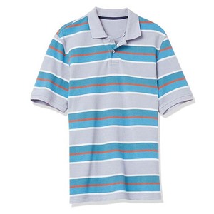 Men's Striped Short Sleeve Knitted <b>Polo</b> Shirt Casual Blue Gray <b>Orange</b> Pattern Regular Fit - Product Image 4