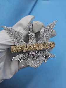 จี้รูปนกอินทรีประดับเพชรแบบ Iced Out เงินแท้ 925 เครื่องประดับฮิปฮอป เพชร VVS มอยส์ซาไนต์ จี้ตัวอักษรสั่งทำพิเศษ จี้ตัวอักษรสองสี - Product Image 2