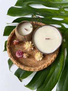 Vela Aromática de Cáscara de Coco - Tamaño 100 Gramos - Aroma a Coco - Product Image 4